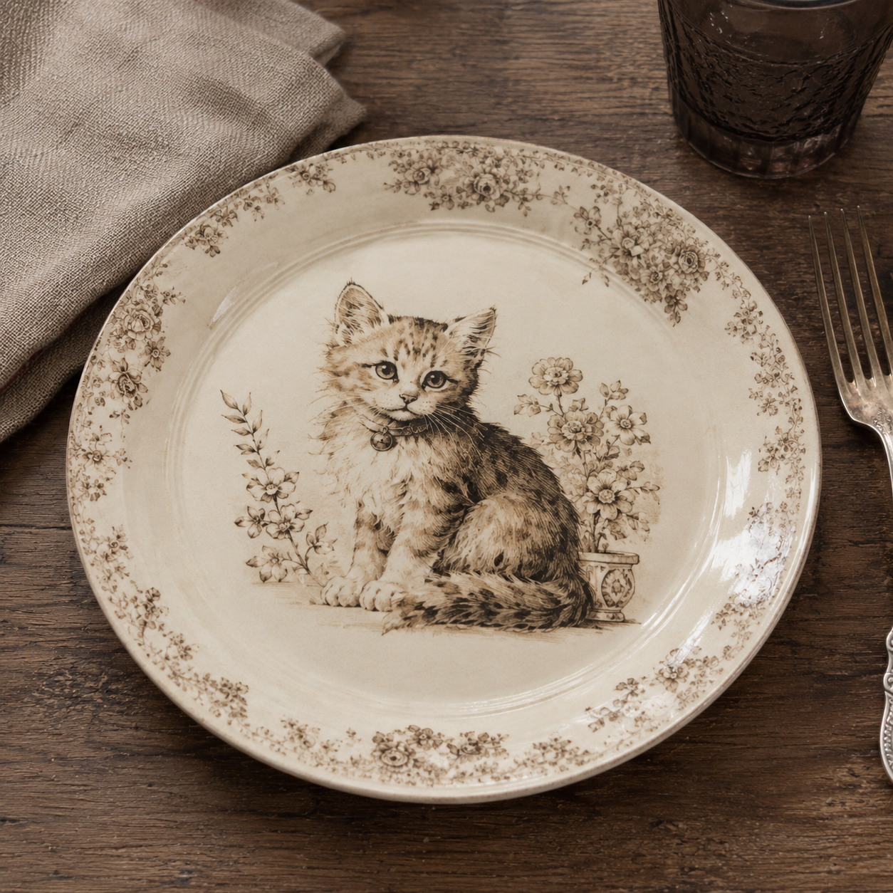 Assiette Vintage motif Chat