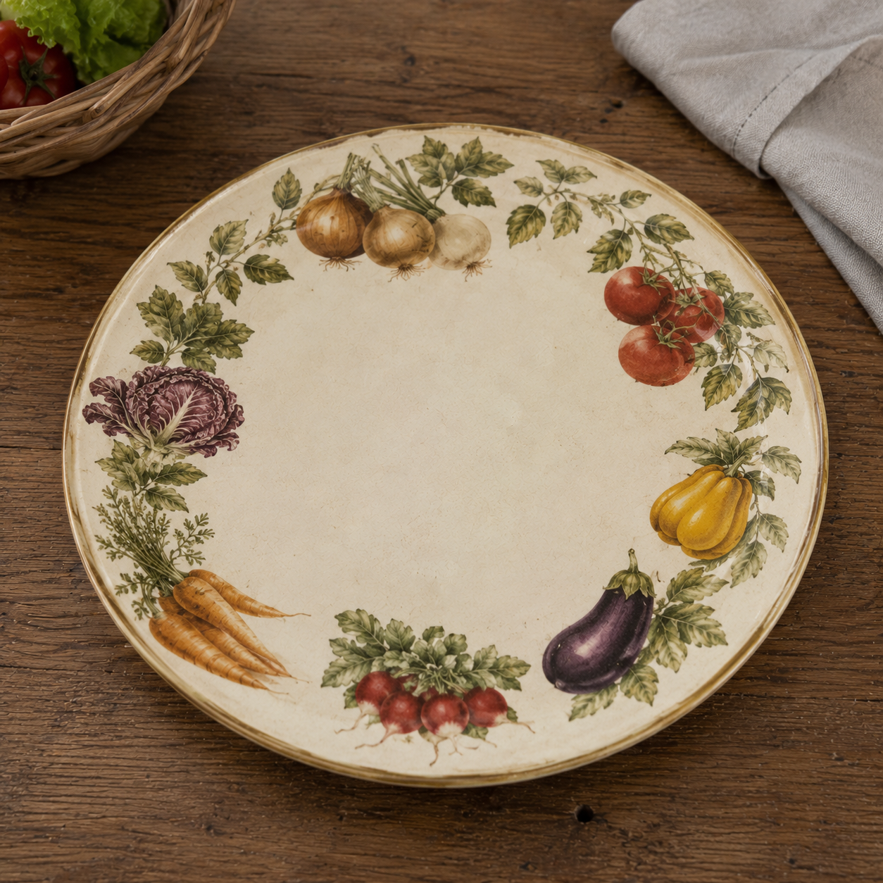 Assiette Vintage motif Légumes