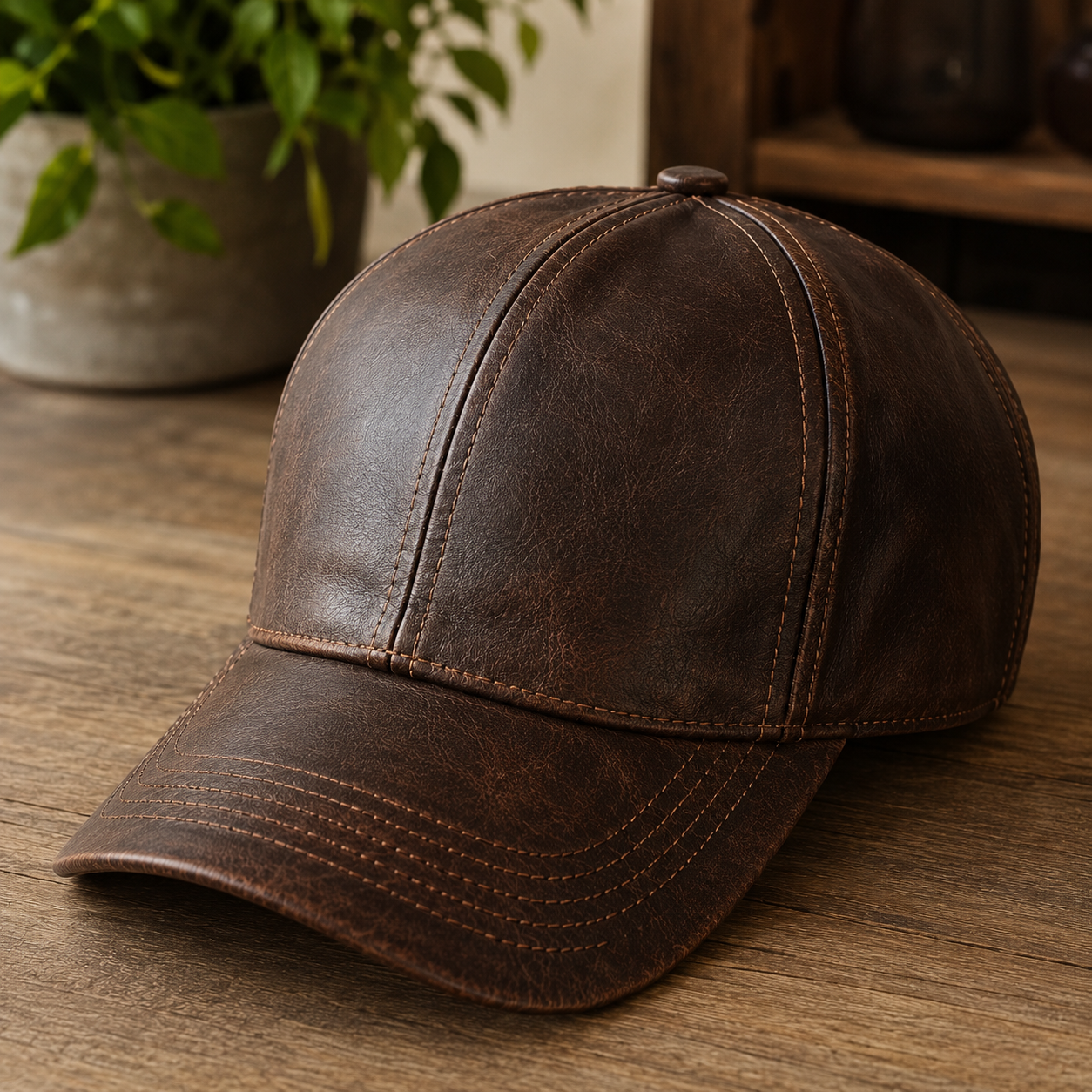 Casquette Vintage en Cuir