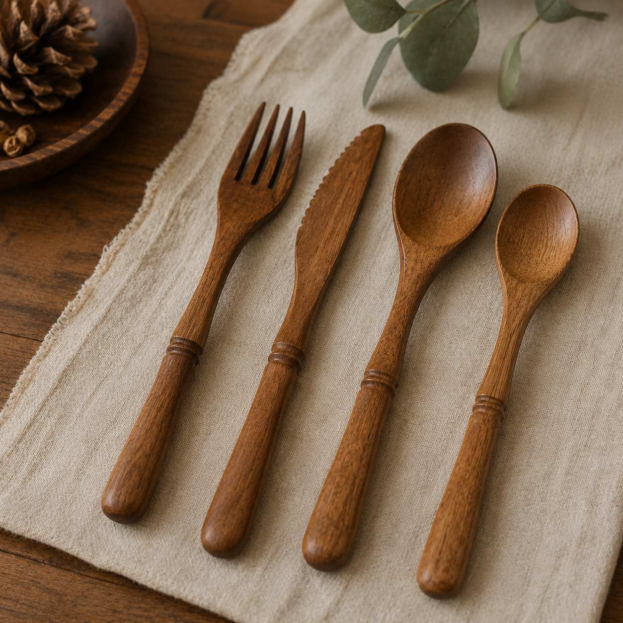 Couvert Vintage en Bois