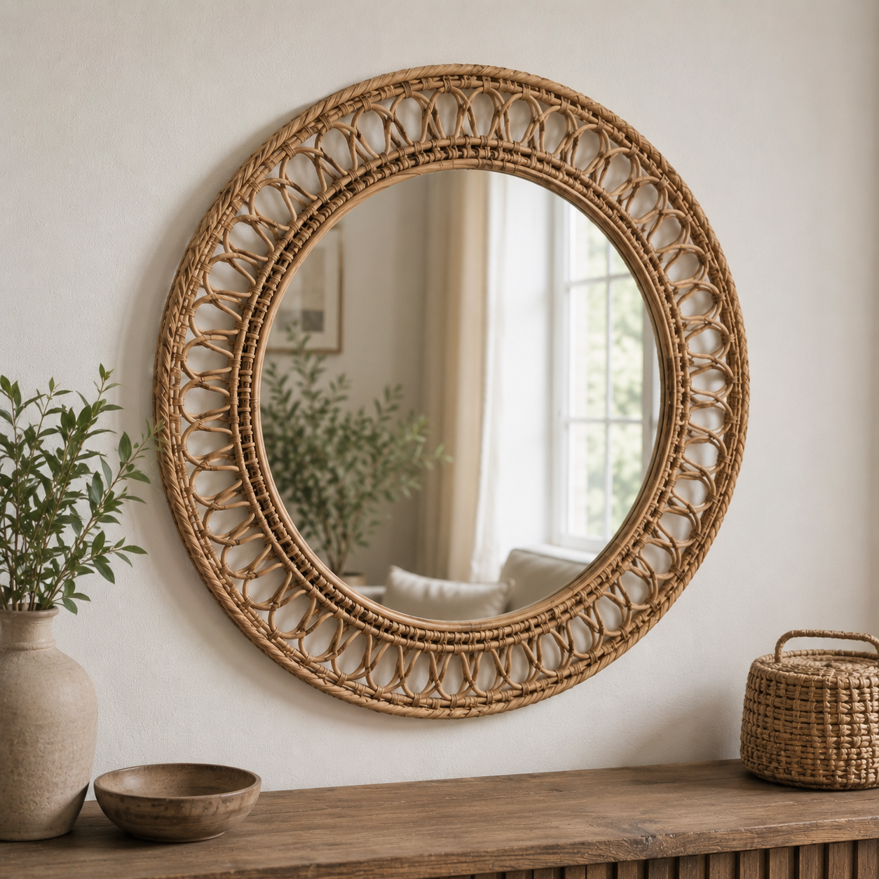 Miroir Vintage en Rotin