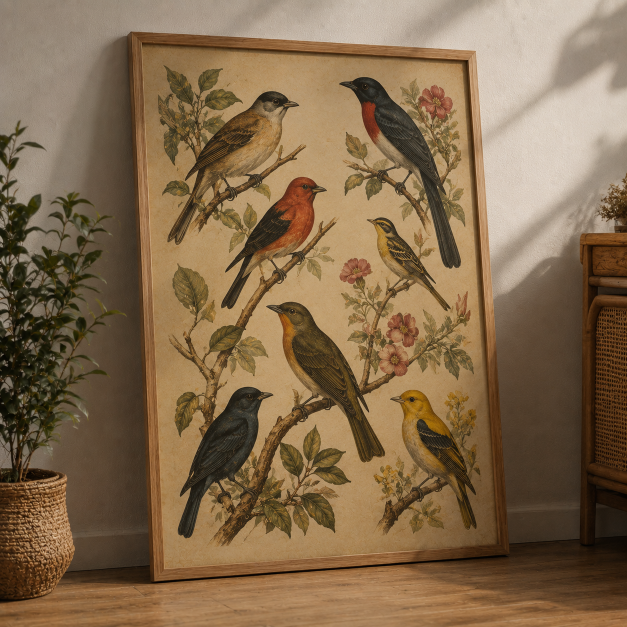 Oiseaux Poster Vintage