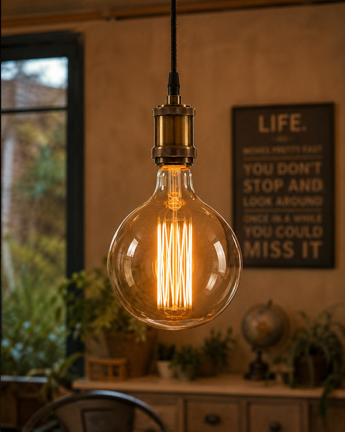 Suspension Grosse Ampoule Vintage
