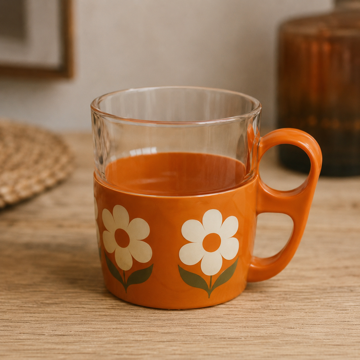Tasse Vintage en Verre et Plastique