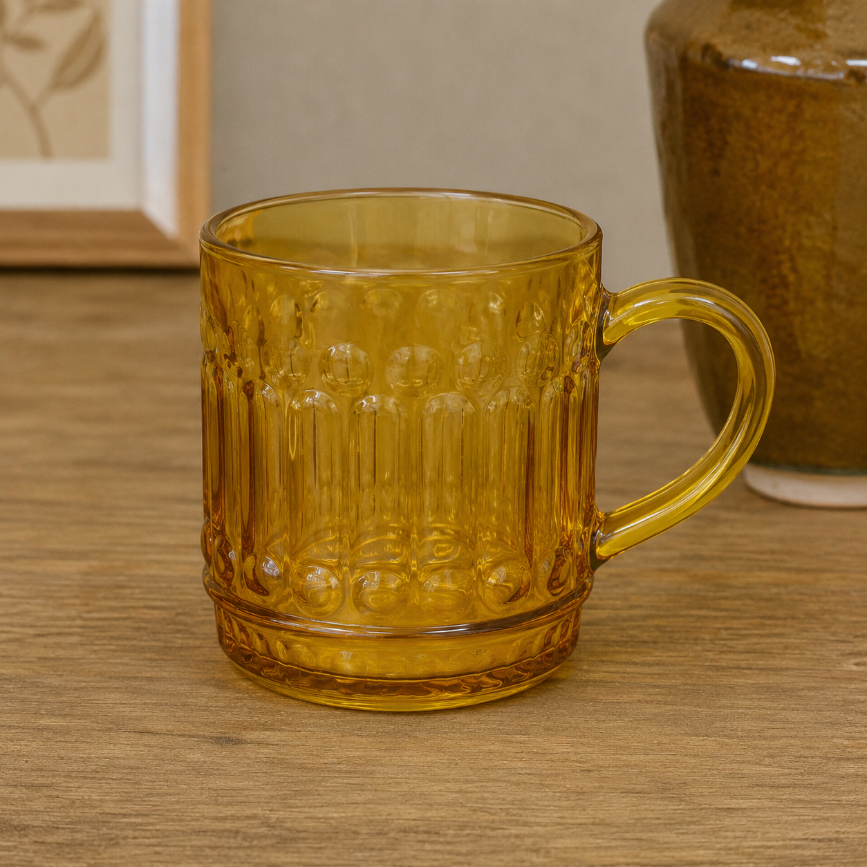 Tasse Vintage en Verre Jaune