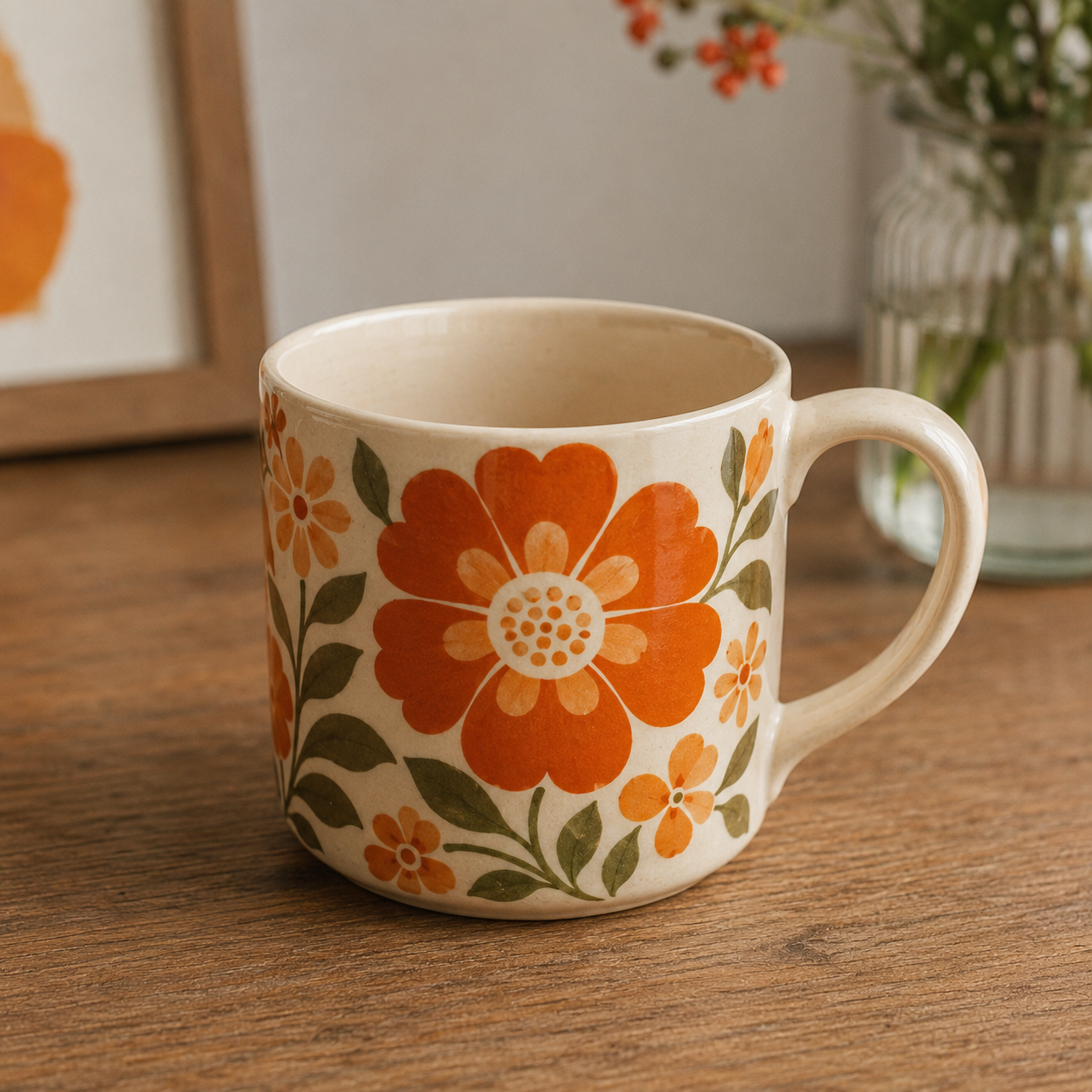 Tasse Vintage Fleur Orange