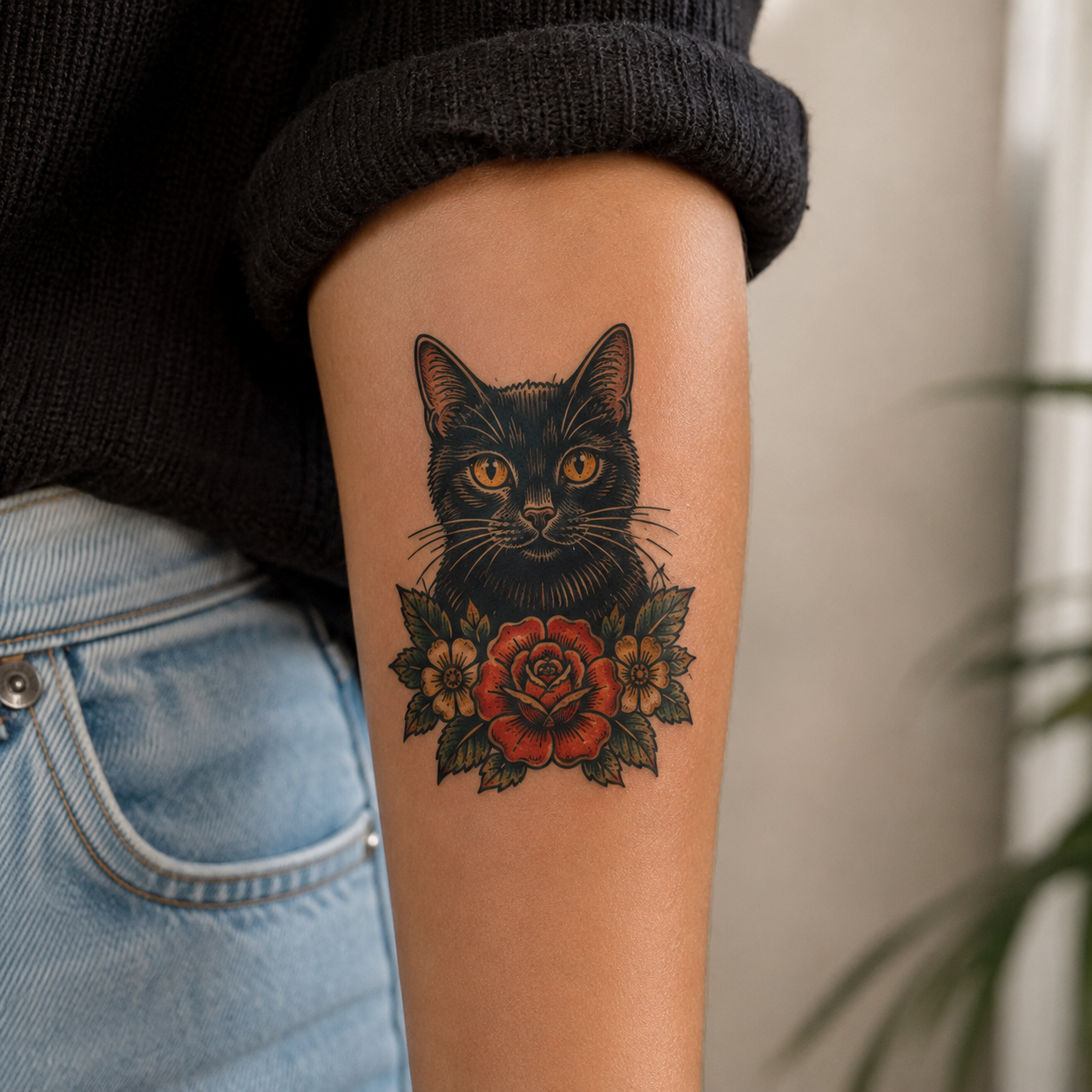 Tatouage Vintage Chat