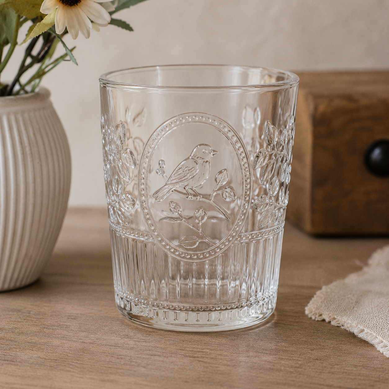 Verre Vintage Oiseau