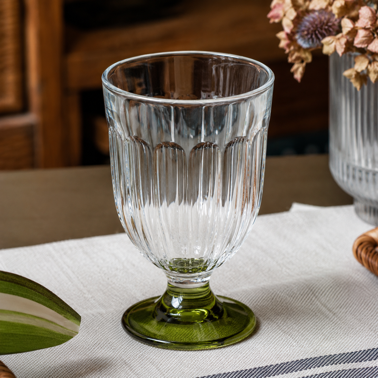 Verre Vintage Pied Vert